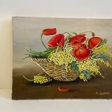 Bouquet of Poppies in a basket