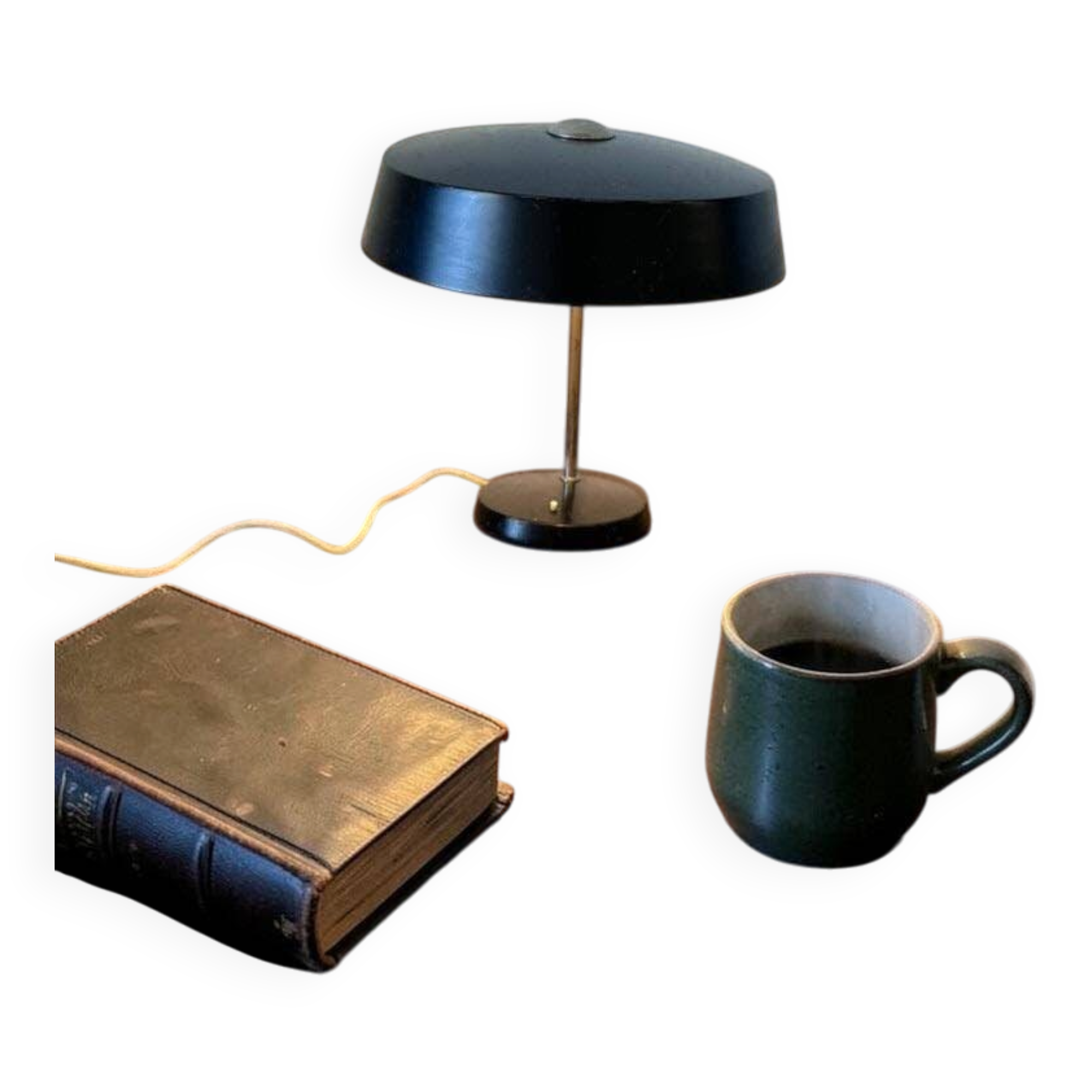 Lampe de table/de bureau vintage noire VEB Narva