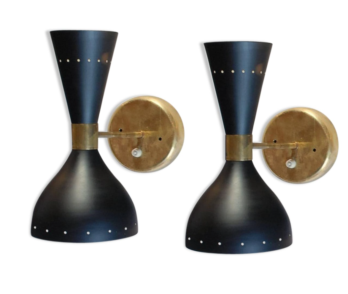 Pair of Italian wall lamps 50s style