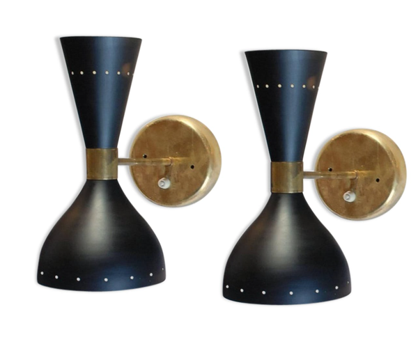 Paire d'appliques murale italienne style années 50