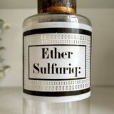 Ether sulfuriq apothecary bottle: transparent glass and metal