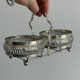 Saucières, serviteur en métal argenté et verre ciselé