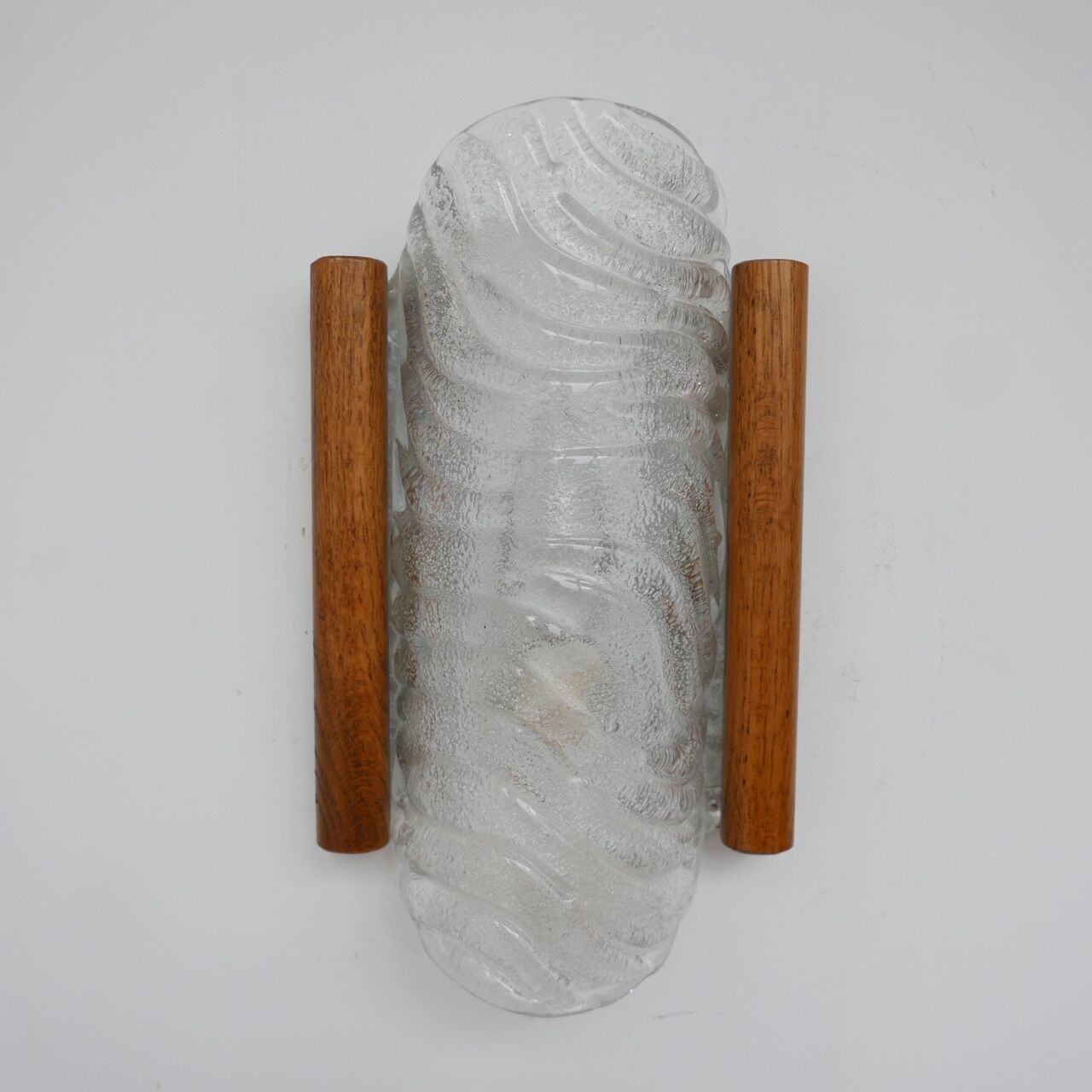 Mid-century glass and oak belgium wall light