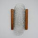 Mid-century glass and oak belgium wall light