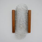 Applique murale en verre et chêne du milieu du siècle