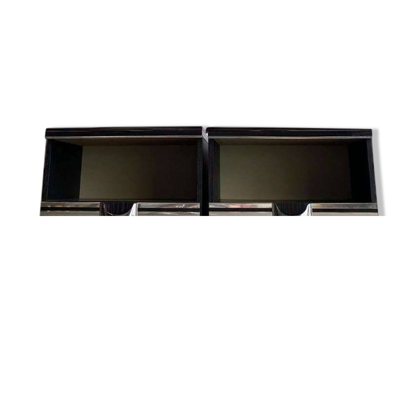 SET OF 2 VINTAGE BLACK BEDSIDE TABLES / MINI CABINETS