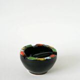 Large ceramic mortar, black & multicoloured, 1960