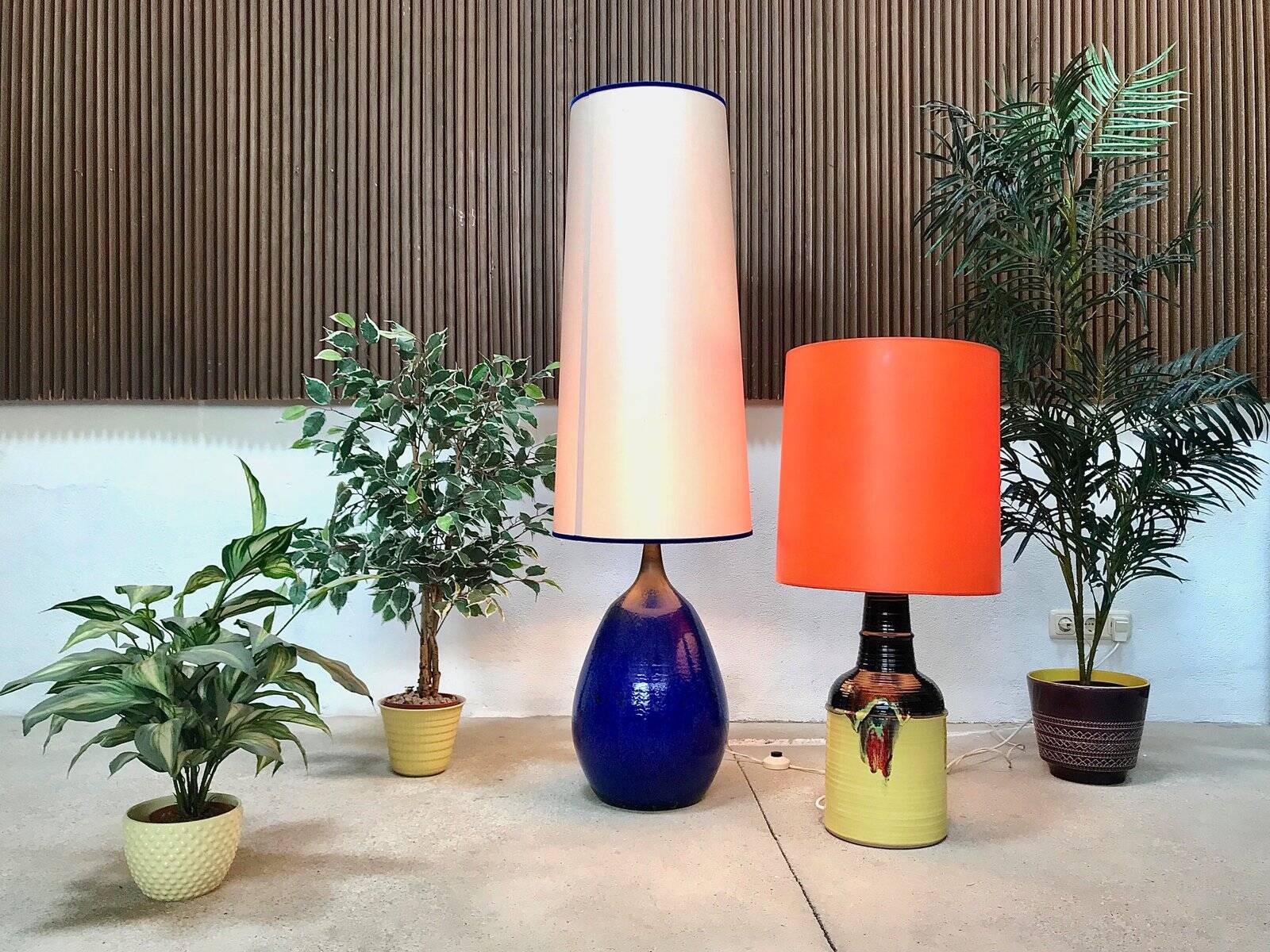 Large glazed ceramic art table lamp from Krösselbach, West-Germany, 1960s