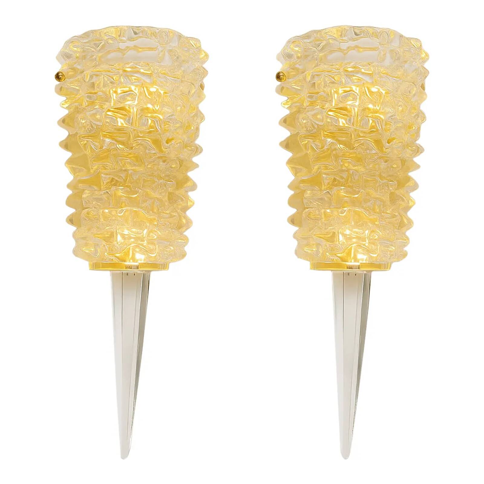 Handcrafted Clear Rostrato Murano Glass Wall Sconces — Barovier Inspired
