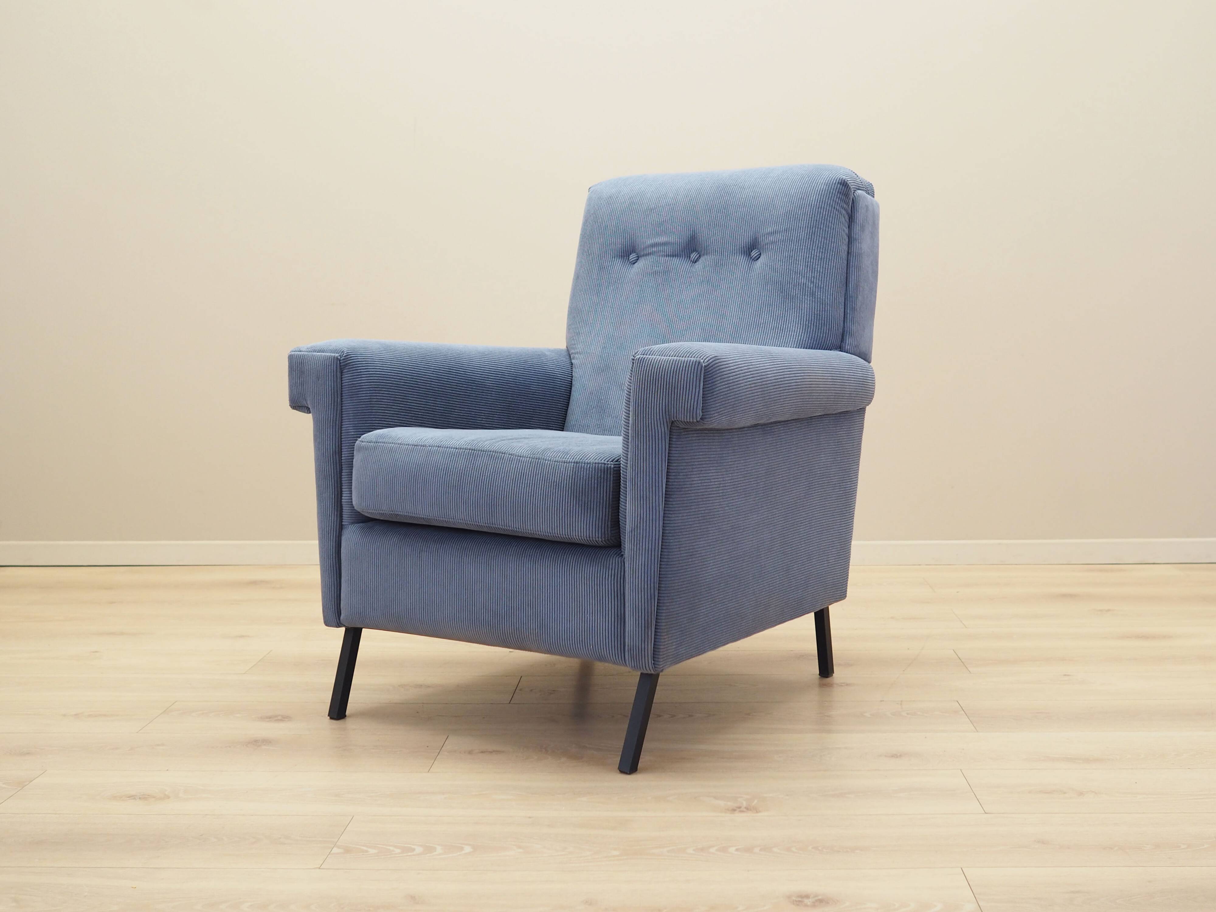 Blue armchair, Italian design, 1970s, production: Italy