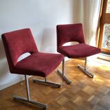 Paire de chaises rouges design Georges Frydman