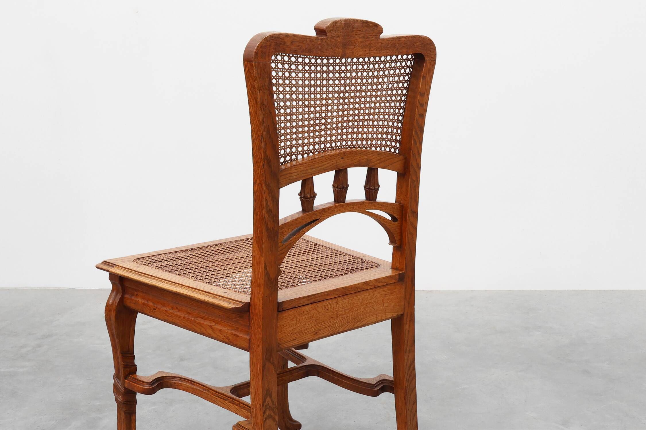 Set of 6 art nouveau dinner chairs in the manner of Victor Horta, Belgium