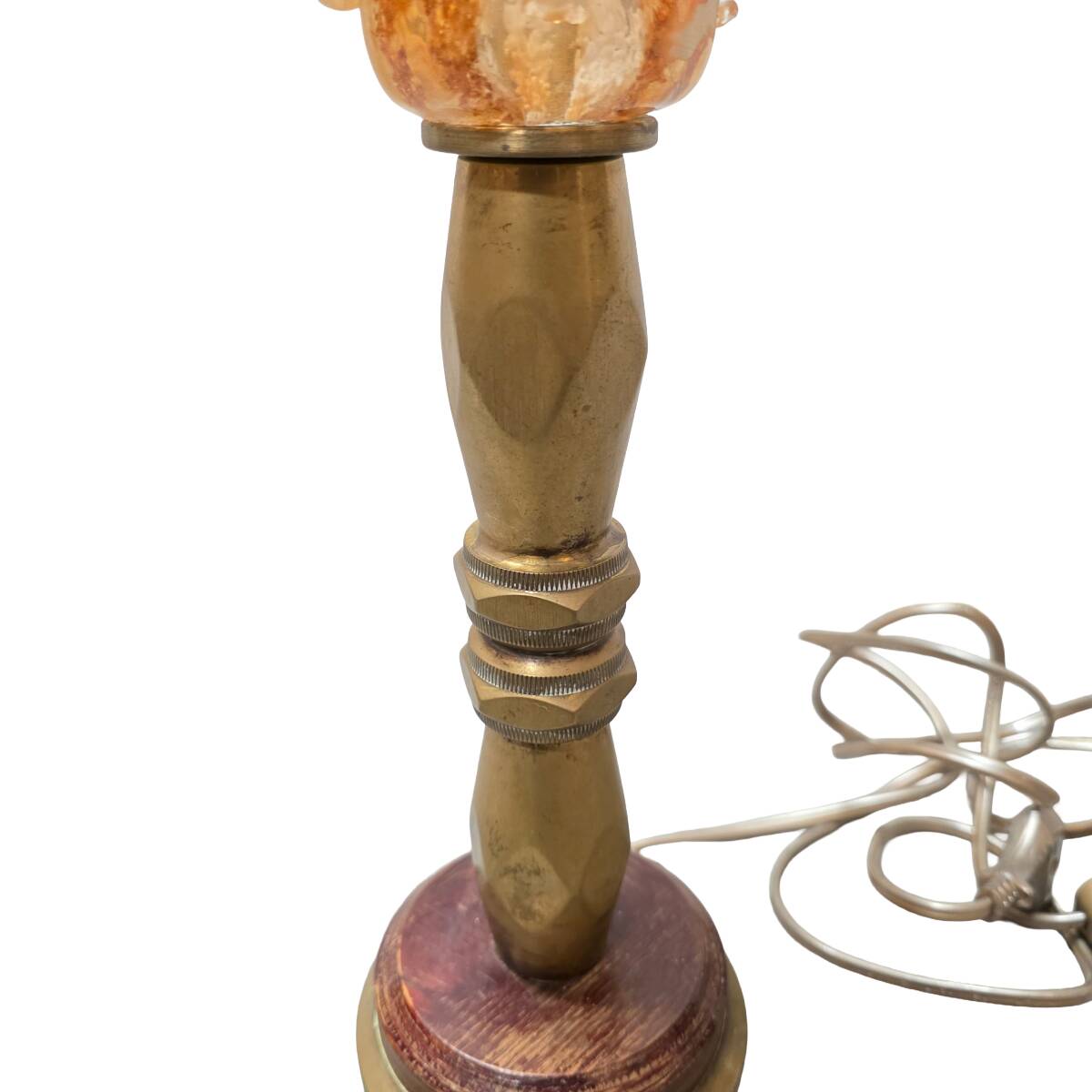 French Mid-century brass lamp with tulip shade, 1950s