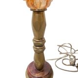 French Mid-century brass lamp with tulip shade, 1950s