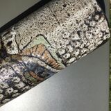 Artisan vase enamel beige brown abstract pattern