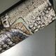 Artisan vase enamel beige brown abstract pattern