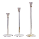 Set of 3 silver metal candle holders
