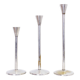 Set of 3 silver metal candle holders