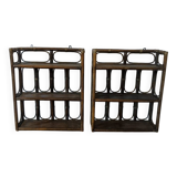 Pair of rattan shelves