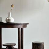 Suspension in rattan and natural japanese linen in the shape of a drop