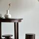 Suspension en rotin et lin naturel japonisante en forme de goutte