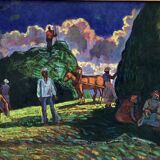 Old signed painting Oil on canvas dimensions: height -63cm- width -81 cm-