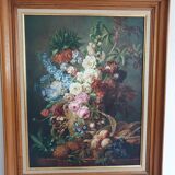 Tableau toile encadrée  Moise Jacobber fleurs et fruits 1837