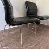 Black leather armchairs, Italian design, 70s (X2)