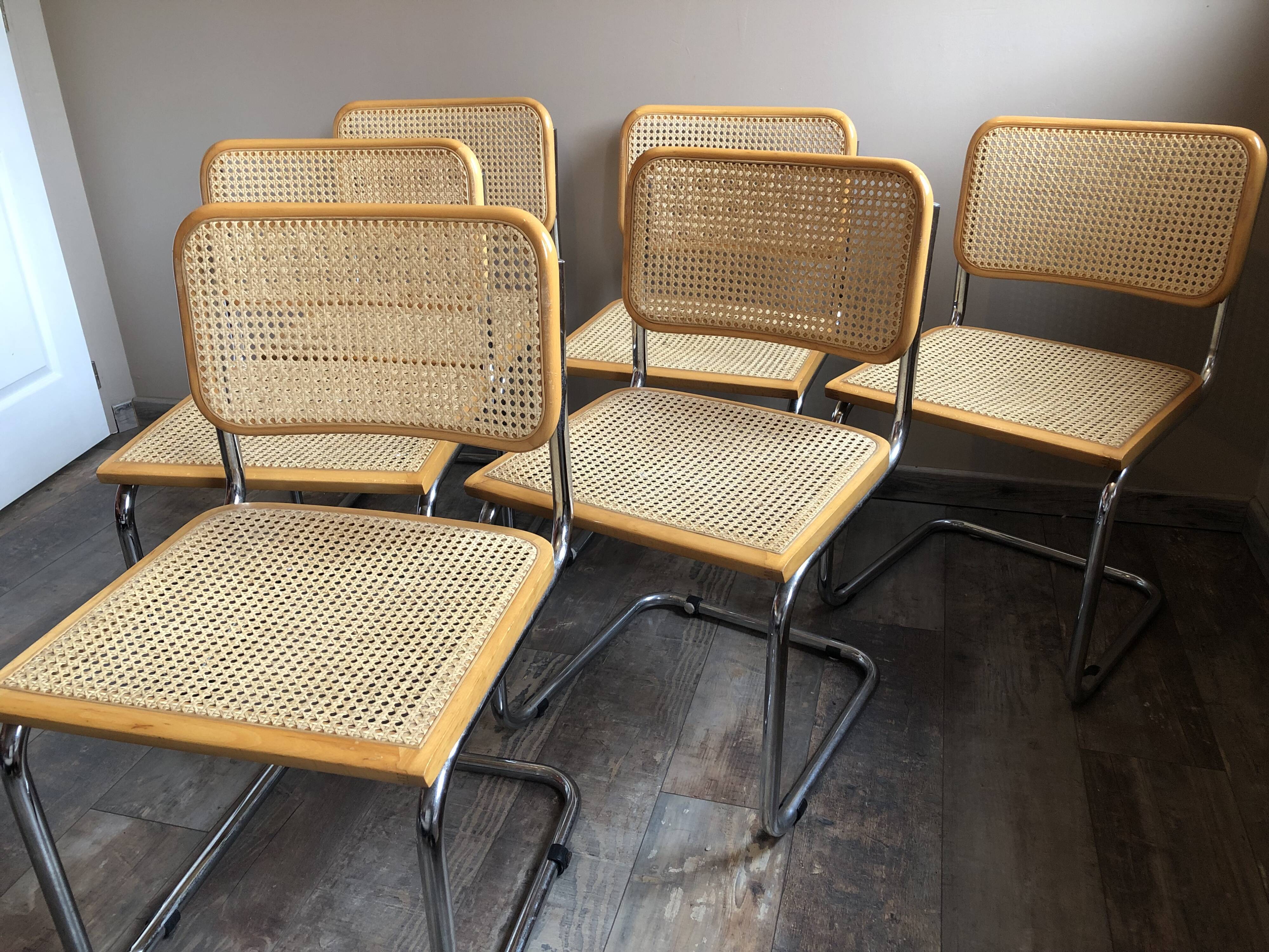 6 chaises B32  de Marcel Breuer - fabrication italienne