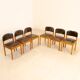 Set of 6 wooden and leather chairs by Piarotto Italy 80's