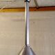 Art Deco aluminium suspension with XL opaline globe - mid 20th century.