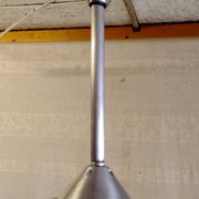 Art Deco aluminium suspension with XL opaline globe - mid 20th century.