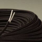 Duo wall lights, 3 M fabric cable, rattan and cane, 70s