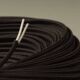 Duo wall lights, 3 M fabric cable, rattan and cane, 70s