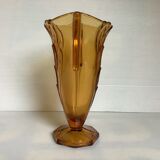 Old vase handles butterfly wings molded glass yellow art deco