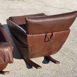 Pair of rocking chairs by De Sede, Switzerland 1970 in brown buffalo leather.