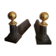 Pair of cast iron and brass chenets