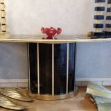 Console in black and cream tinted glass