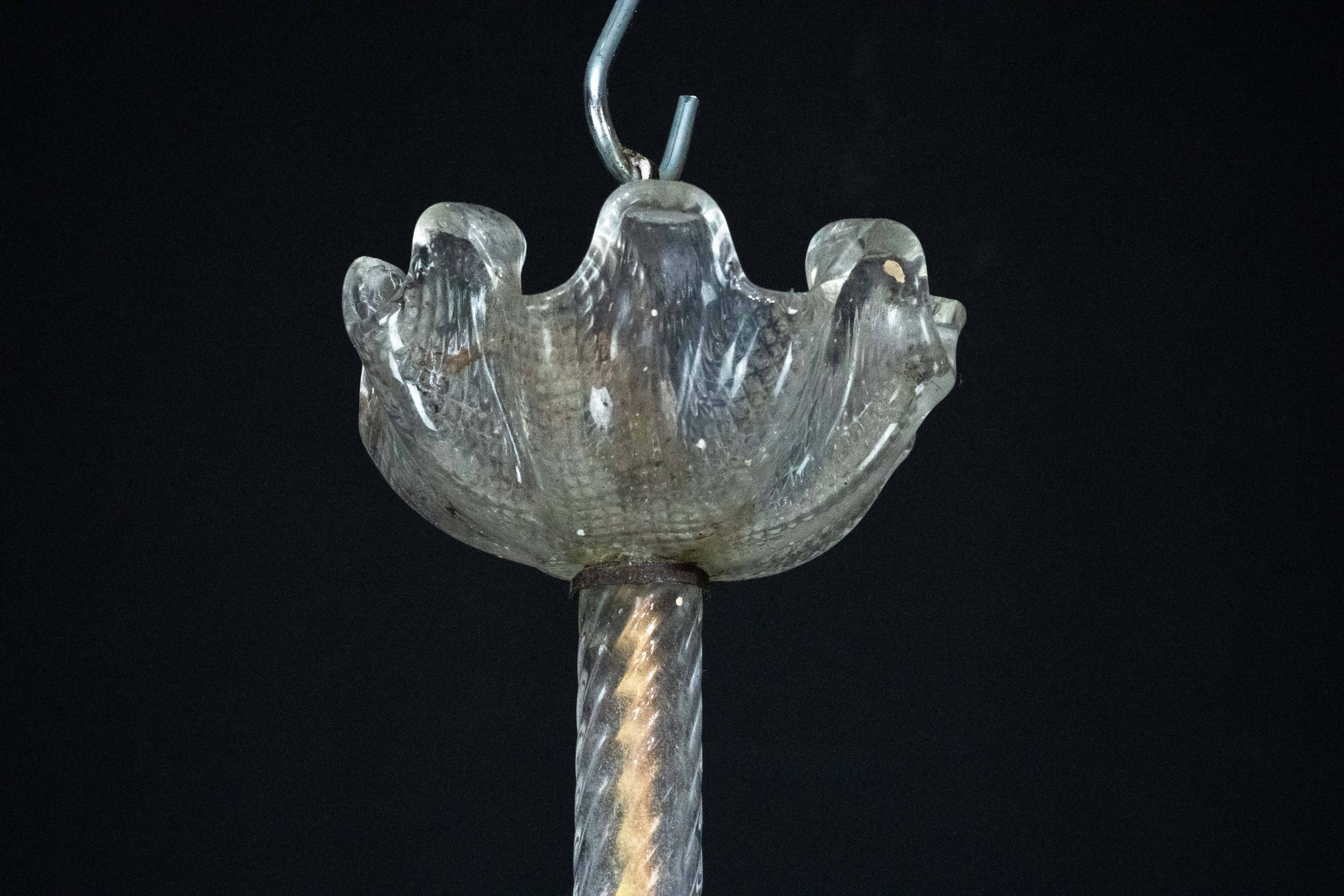 Ercole Barovier Murano glass chandelier. Italy 1940s