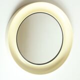 Round conical mirror in white plastic, Denmark 1960s.