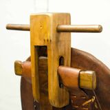 Brutalist Brazilian Style Patched Leather Lounge Chair and Side Table 60s