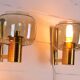 Paire Appliques Scandinaves Laiton verre fumés, dlg Hans-Agne Jakobssen