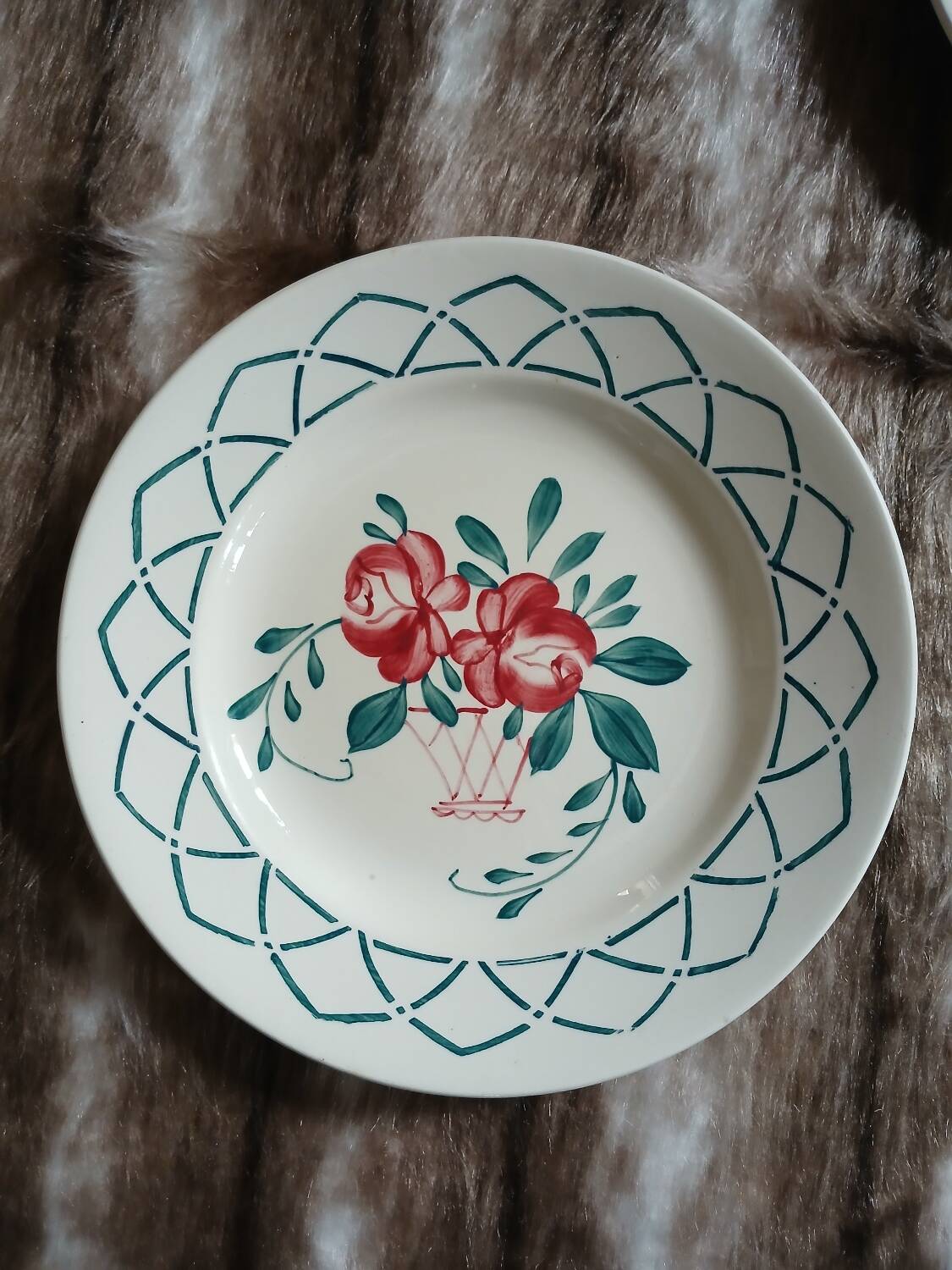 4 antique flat plates from Sarreguemines