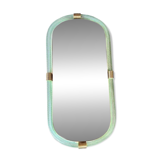 Miroir italien en verre de Murano vert Wather Torchon Torciglione par Simoeng