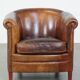 Cognac-Colored Sheepskin Leather Club Armchair