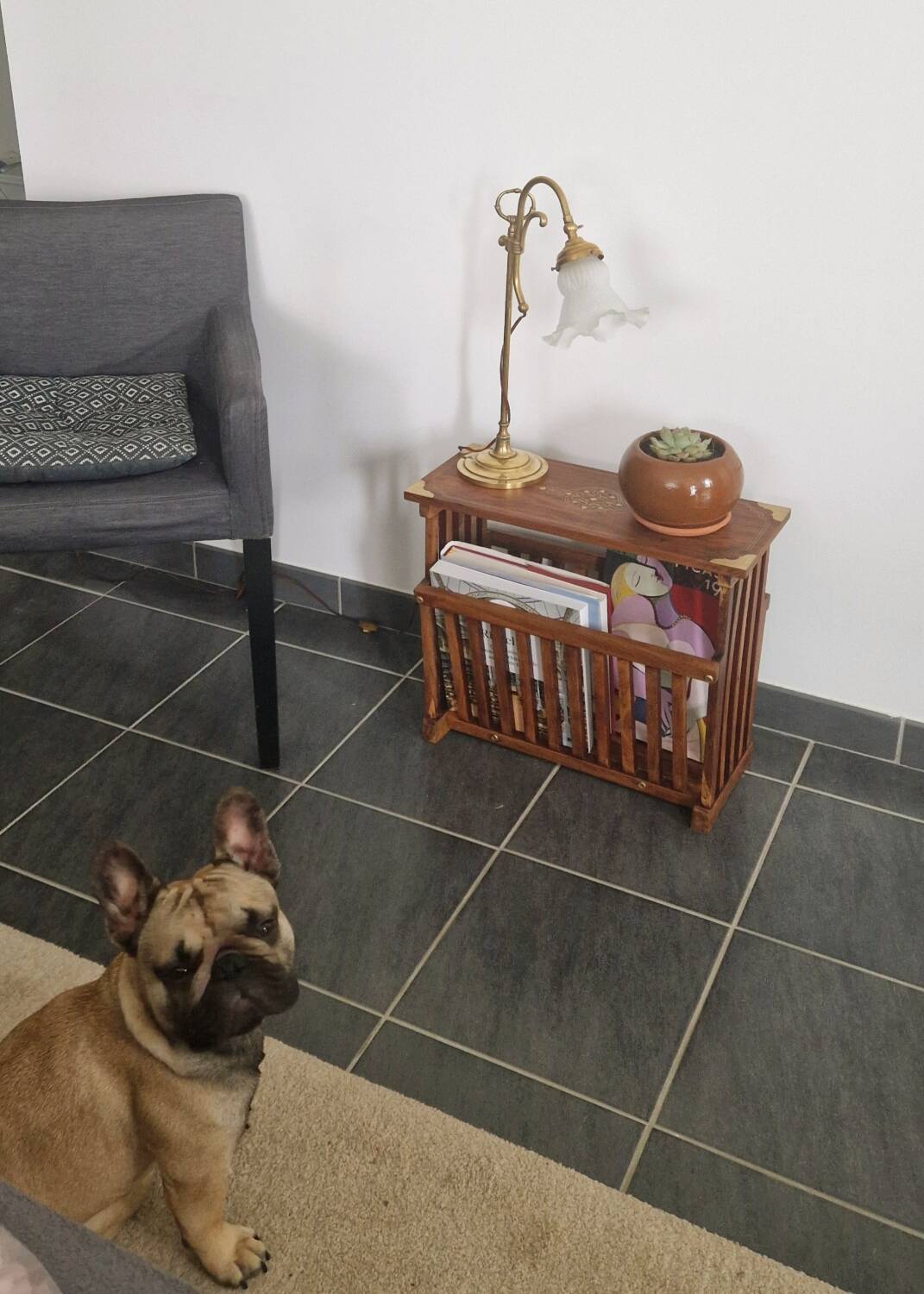 Rosewood and brass magazine stand table