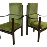 Vintage armchair solid wenge design 60s leather armrests design
