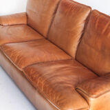 Vintage leather sofa. Belgium, 1970s