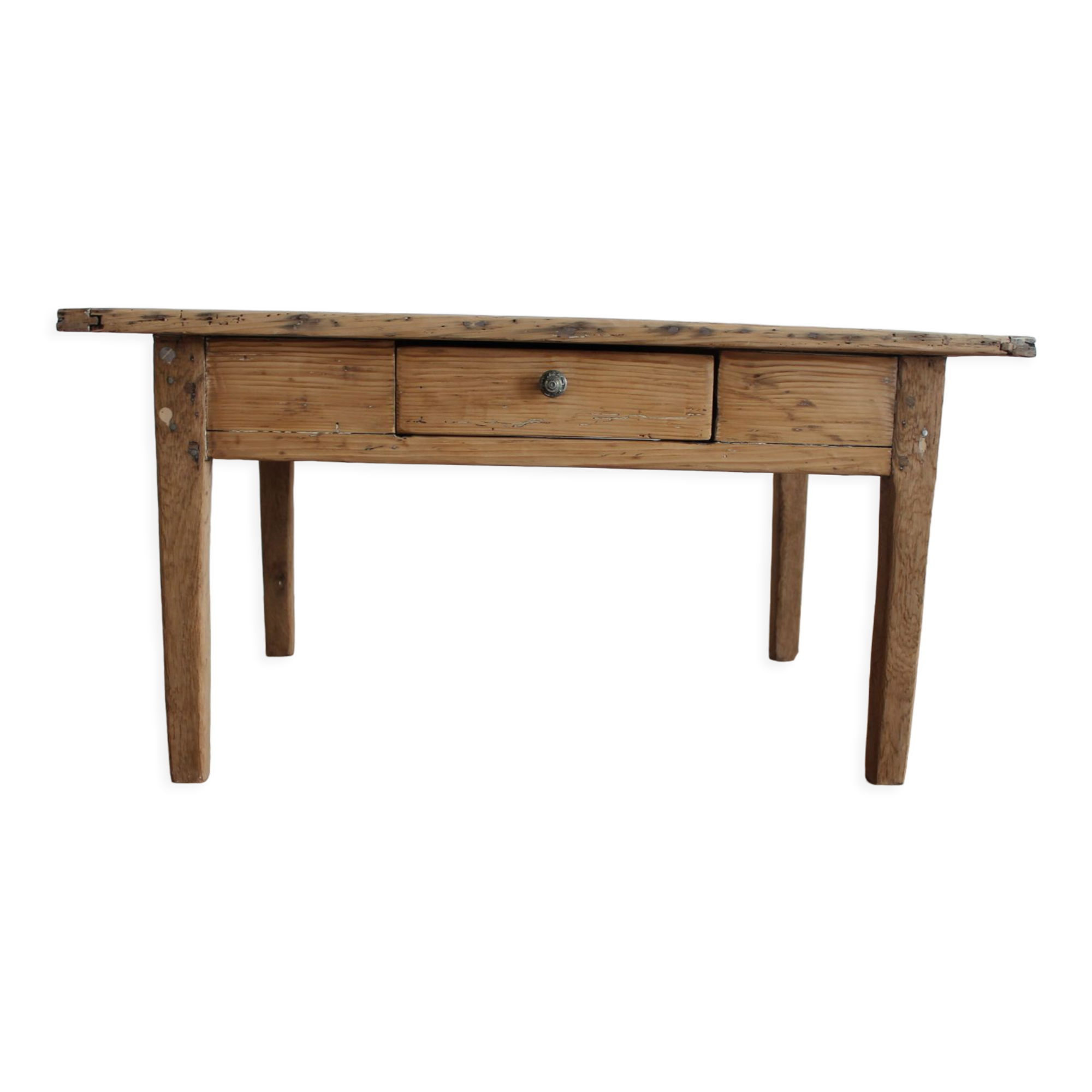 Old farmhouse coffee table in raw wood (pine and oak)