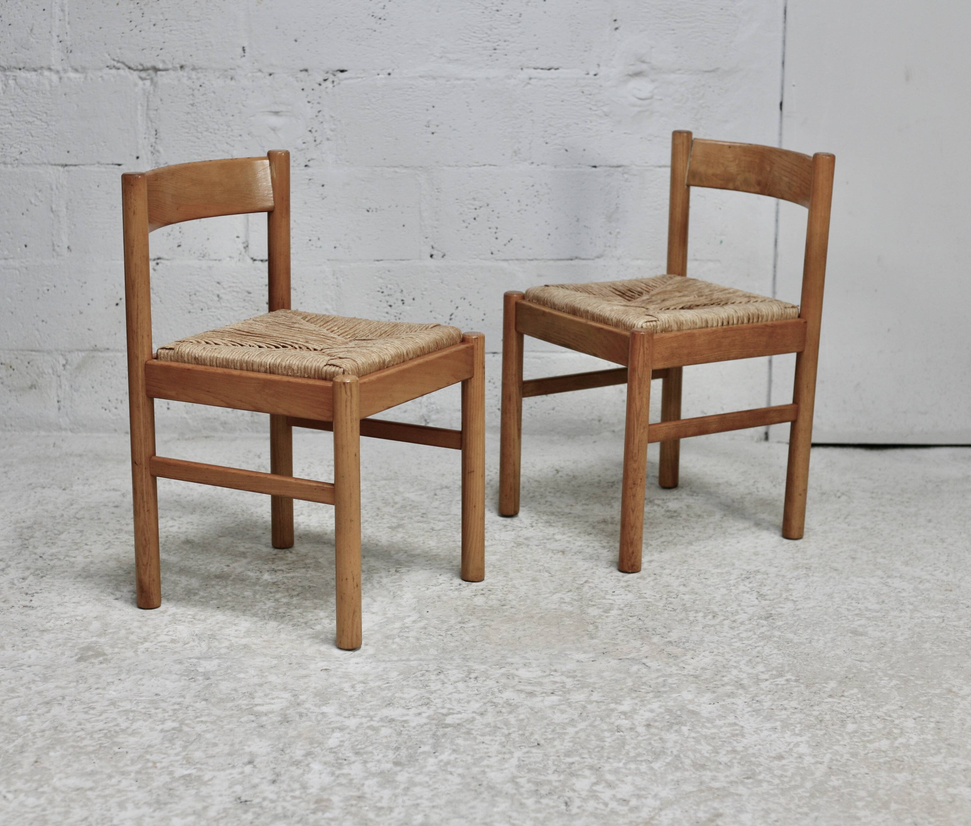 Pair of straw chairs. France, circa 1960